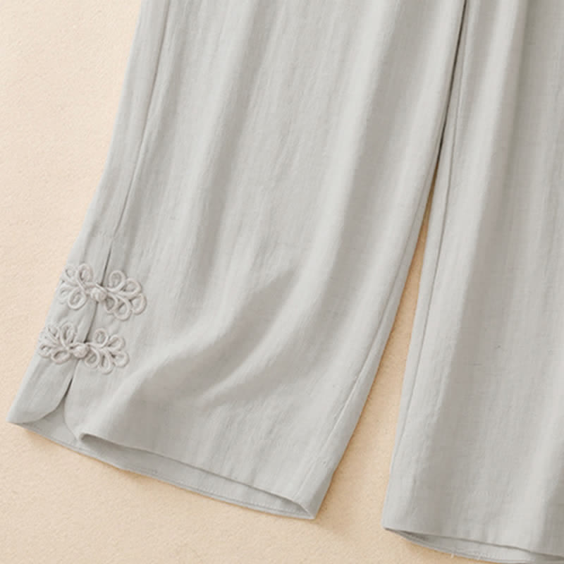 Buddha Stones Pantalones cortos casuales de verano con bordado liso para mujer, estilo harem, con bolsillo. - image 6