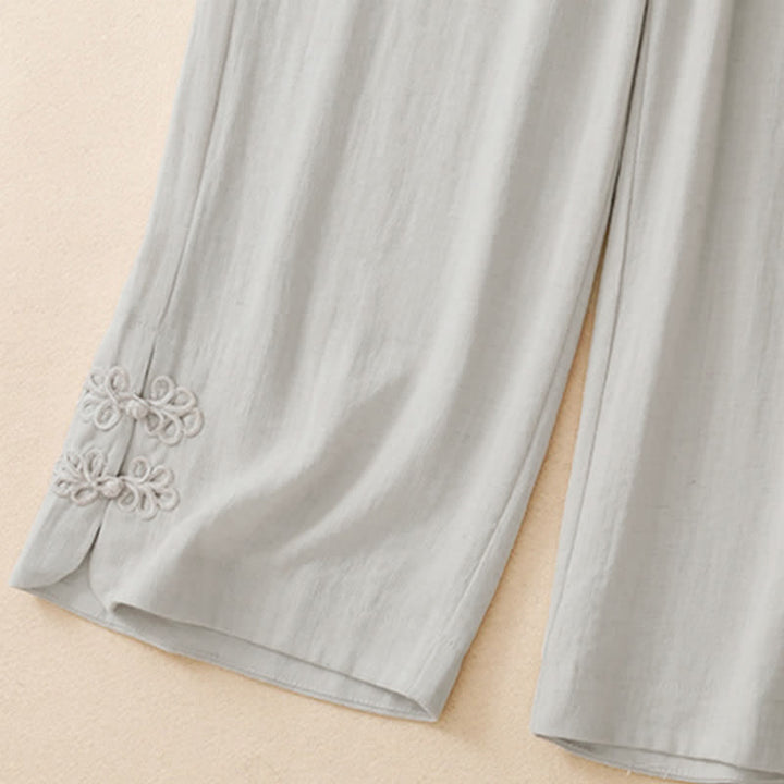 Buddha Stones Pantalones cortos casuales de verano con bordado liso para mujer, estilo harem, con bolsillo. - image 6