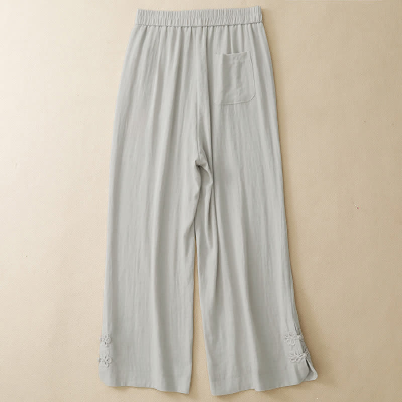 Buddha Stones Pantalones cortos casuales de verano con bordado liso para mujer, estilo harem, con bolsillo. - image 2