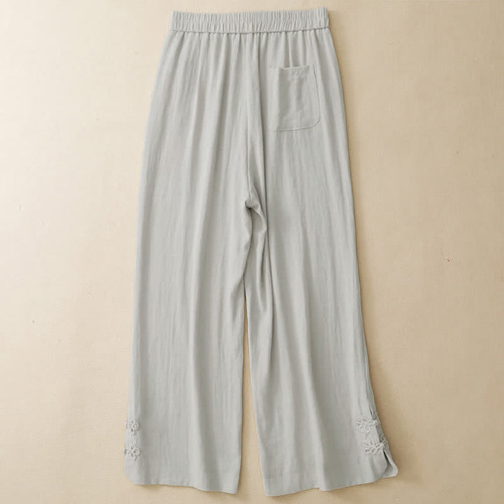 Buddha Stones Pantalones cortos casuales de verano con bordado liso para mujer, estilo harem, con bolsillo. - image 2
