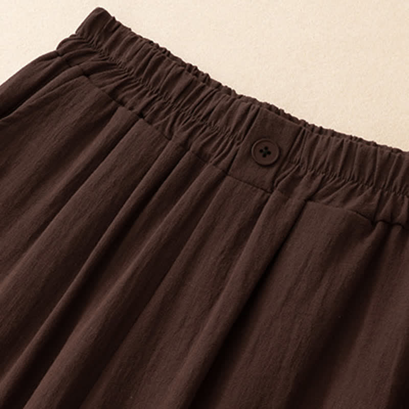 Buddha Stones Pantalones cortos casuales de verano con bordado liso para mujer, estilo harem, con bolsillo. - image 16