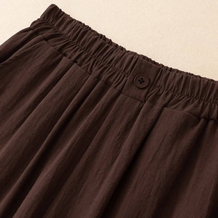 Buddha Stones Pantalones cortos casuales de verano con bordado liso para mujer, estilo harem, con bolsillo. - image 16