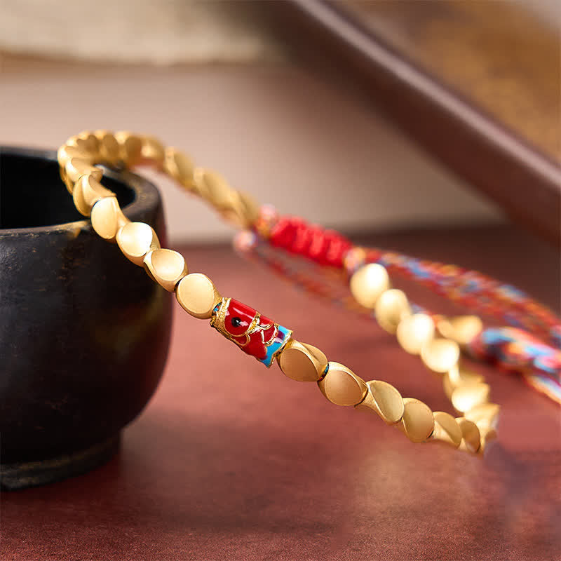 Buddha Stones Pulsera étnica vintage con diseño de pez koi de cobre y éxito - image 2