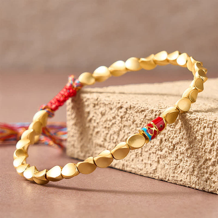 Buddha Stones Pulsera étnica vintage con diseño de pez koi de cobre y éxito - image 9