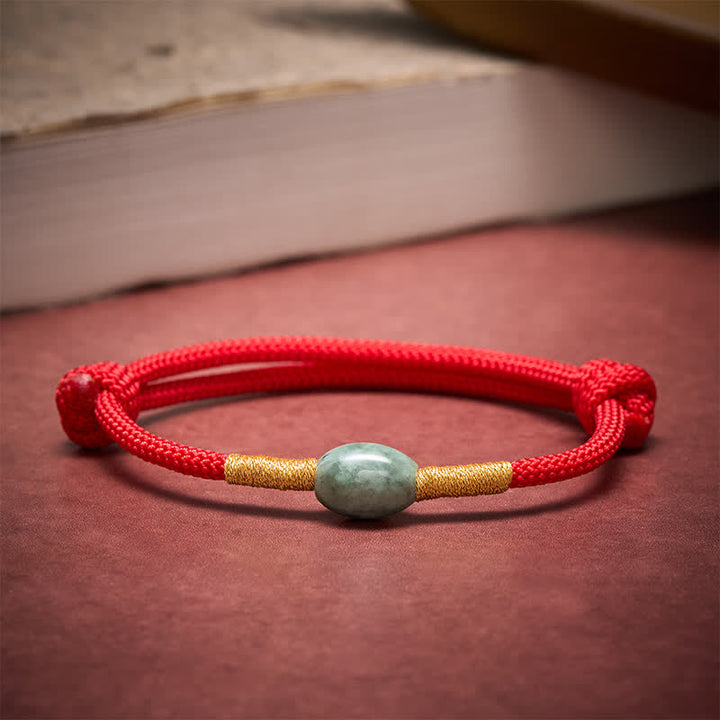 Buddha Stones Pulsera protectora de hilo rojo con cuentas de jade - image 1