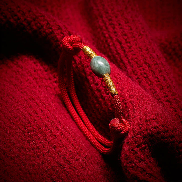 Buddha Stones Pulsera protectora de hilo rojo con cuentas de jade - image 2
