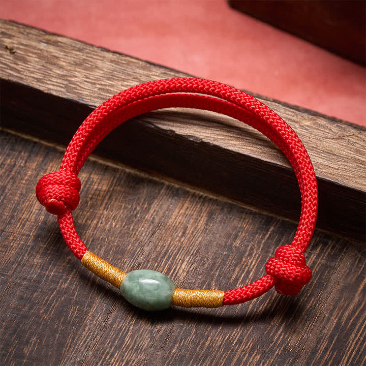 Buddha Stones Pulsera protectora de hilo rojo con cuentas de jade - Cuerda roja - image 0