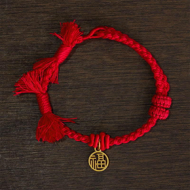 Buddha Stones Pulsera de hilo rojo con loto de cobre para un nuevo comienzo - Cordón rojo (circunferencia de la muñeca: 14–17 cm) - PERSONAJE FU - image 13