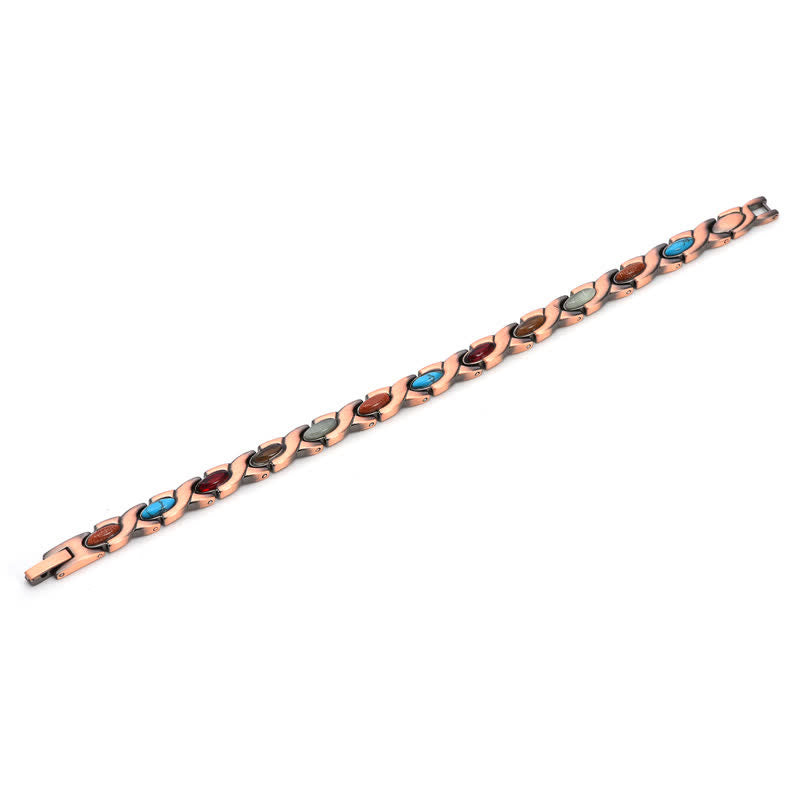 Buddha Stones Pulsera ajustable de eslabones con incrustaciones de turquesa y cobre antiguo - image 4