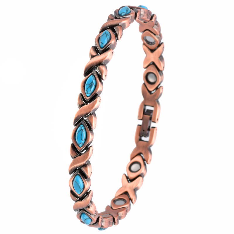Buddha Stones Pulsera ajustable de eslabones con incrustaciones de turquesa y cobre antiguo - Un solo color - image 7