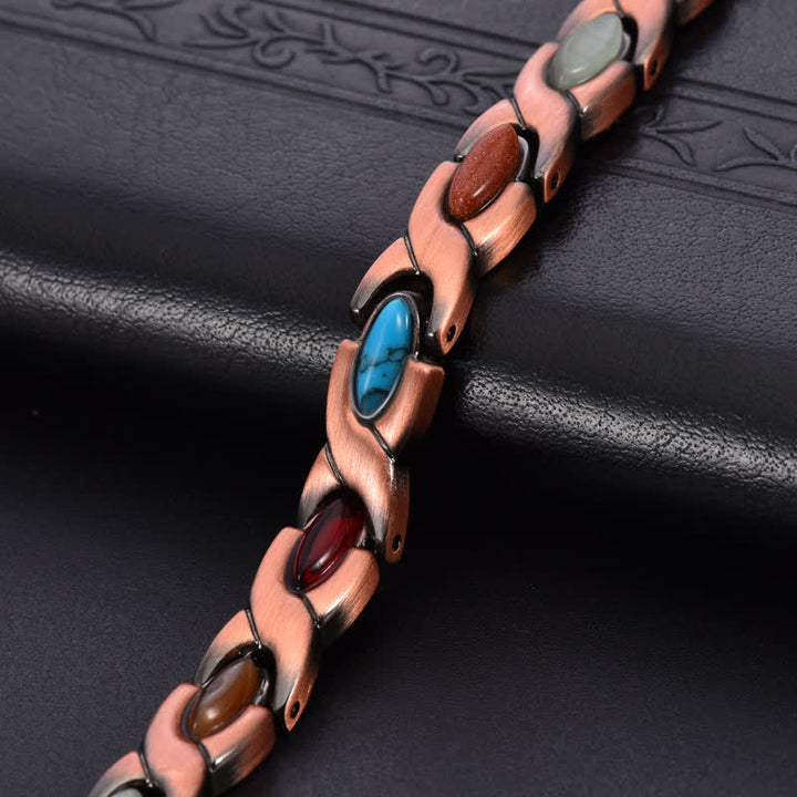 Buddha Stones Pulsera ajustable de eslabones con incrustaciones de turquesa y cobre antiguo - image 3