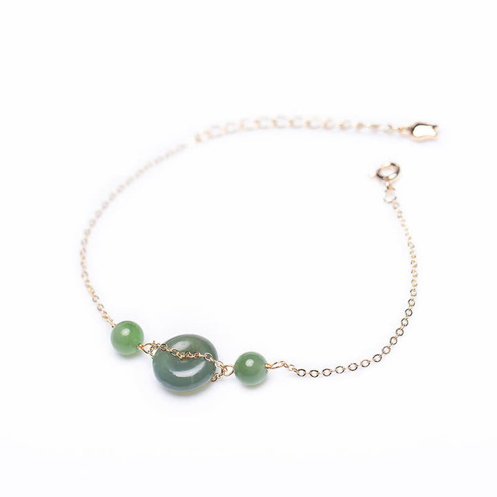 Buddha Stones Pulsera minimalista redonda con hebilla de jade Hetian Peace y diseño de armonía. - image 8