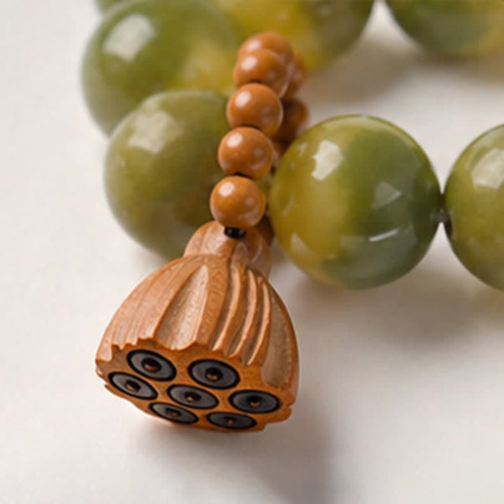 Buddha Stones Decoraciones de cuentas de meditación táctiles pulidas a mano con semillas de loto Bodhi blancas para la conexión a tierra. - image 15