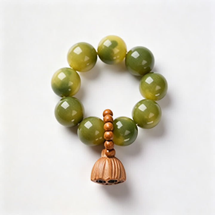 Buddha Stones Decoraciones de cuentas de meditación táctiles pulidas a mano con semillas de loto Bodhi blancas para la conexión a tierra. - Verde - Semilla de Bodhi Blanca (Pureza ♥ Claridad) - image 10
