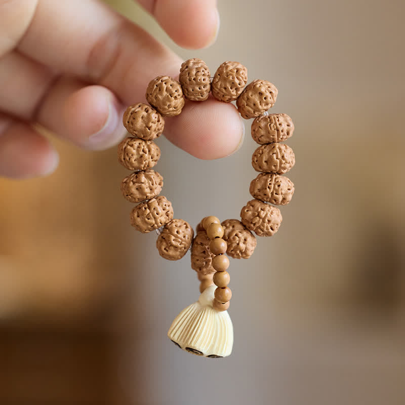 Buddha Stones Colgante de vaina de loto con semillas de vajra, pulido a mano, con cuentas táctiles para meditación. - image 3