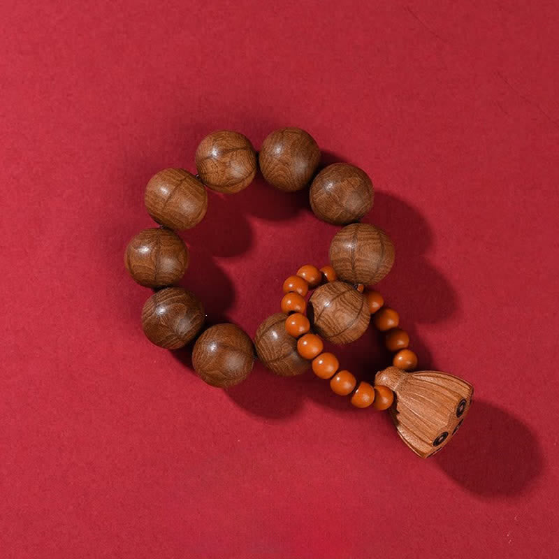 Buddha Stones Decoraciones de cuentas de meditación táctiles pulidas a mano con forma de vaina de loto y madera de durazno. - Abelia Biflora (Protección ♥ Paz) - image 9