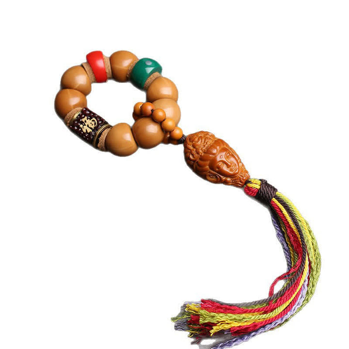 Buddha Stones Adornos de cuentas de meditación táctiles con borlas coloridas de Avalokiteshvara Fu, símbolo de paz tibetana, semillas de Bodhi. - image 10