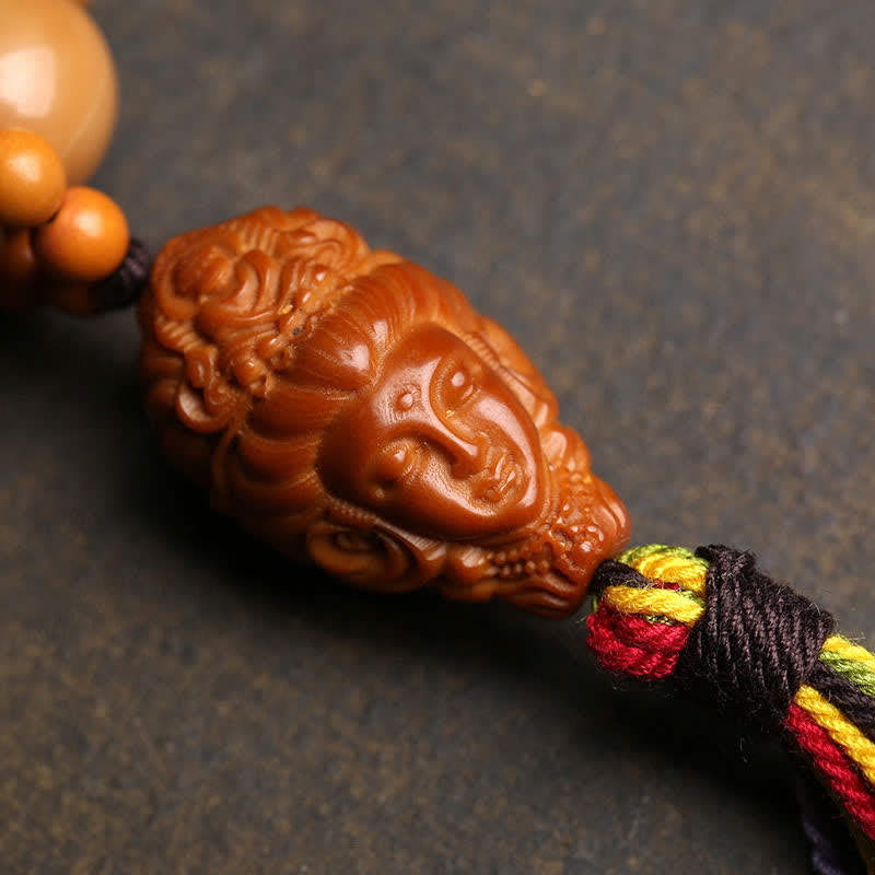 Buddha Stones Adornos de cuentas de meditación táctiles con borlas coloridas de Avalokiteshvara Fu, símbolo de paz tibetana, semillas de Bodhi. - image 3