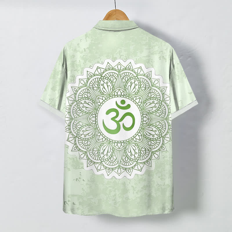Buddha Stones Camisa transpirable de manga corta para hombre con botones y estampado de mandala Om - image 4