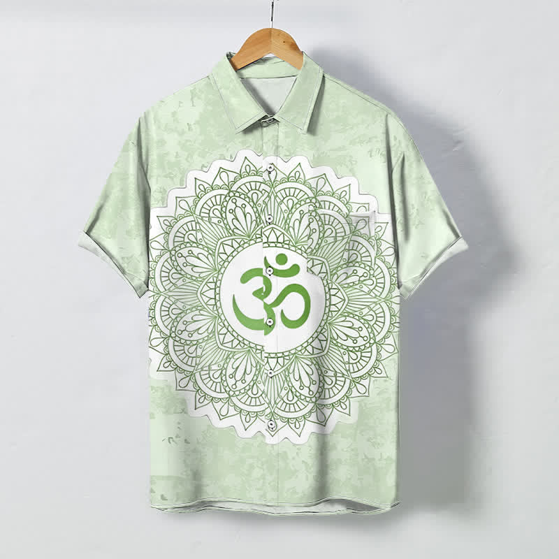Buddha Stones Camisa transpirable de manga corta para hombre con botones y estampado de mandala Om - Gotas de miel - US/UK/AU48, UE58 (4XL) - image 3