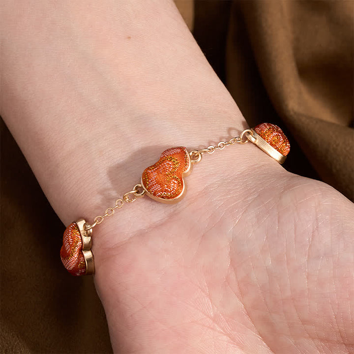 Buddha Stones Canción Brocado Calabaza Ondulaciones de Agua Buena Fortuna Pulsera Vintage China - image 5