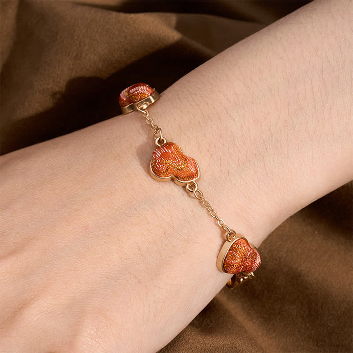 Buddha Stones Canción Brocado Calabaza Ondulaciones de Agua Buena Fortuna Pulsera Vintage China - image 4