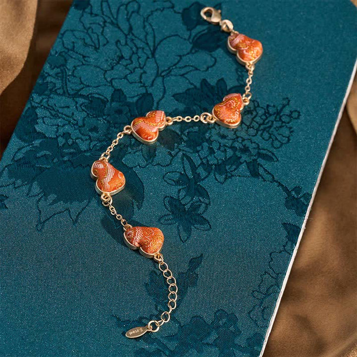 Buddha Stones Canción Brocado Calabaza Ondulaciones de Agua Buena Fortuna Pulsera Vintage China - image 3