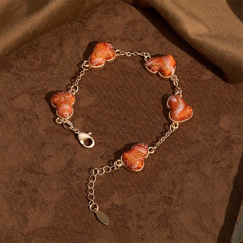 Buddha Stones Canción Brocado Calabaza Ondulaciones de Agua Buena Fortuna Pulsera Vintage China - image 1