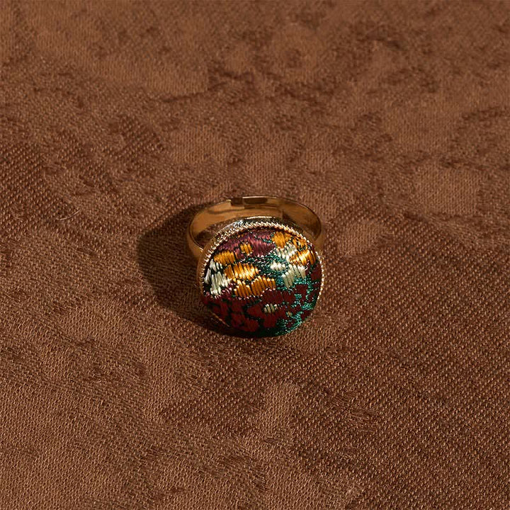 Buddha Stones Anillo redondo elegante bordado en brocado Song - image 1
