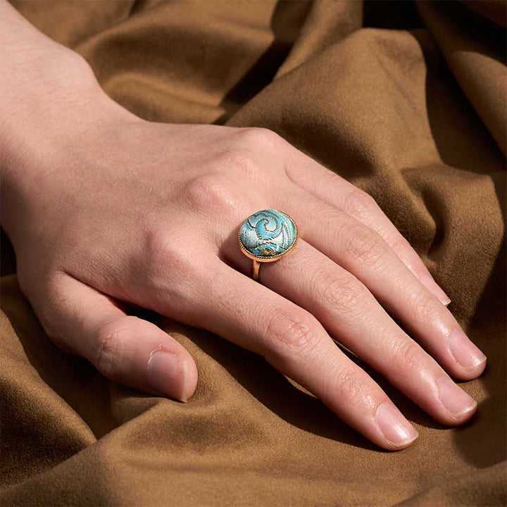 Buddha Stones Anillo redondo elegante bordado en brocado Song - image 11