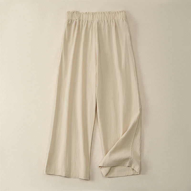Buddha Stones Pantalones largos de mujer de corte recto con cordón ajustable, estilo casual minimalista, para primavera y verano. - image 1