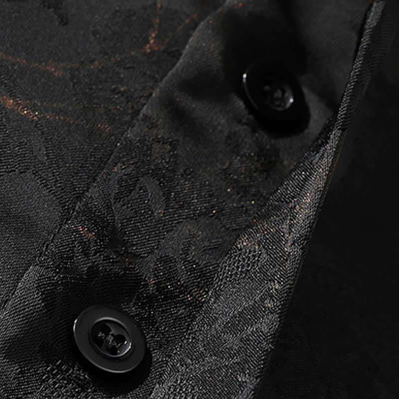 Buddha Stones Camisas de manga corta para hombre estilo Tang, informales, con cuello mandarín y estampado de mariposas de bambú, ideales para primavera y verano. - image 7