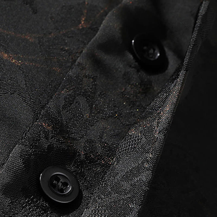 Buddha Stones Camisas de manga corta para hombre estilo Tang, informales, con cuello mandarín y estampado de mariposas de bambú, ideales para primavera y verano. - image 7