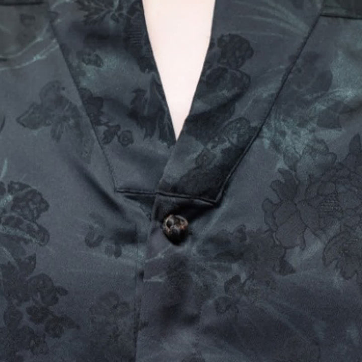 Buddha Stones Camisas de manga corta para hombre estilo Tang, informales, con cuello mandarín y estampado de mariposas de bambú, ideales para primavera y verano. - image 16