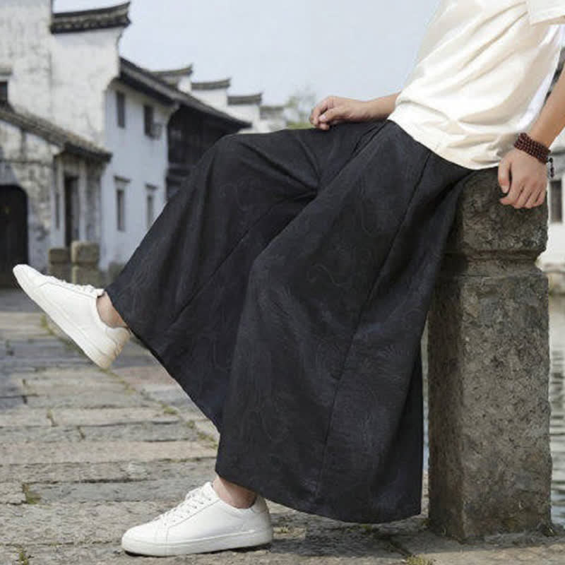 Buddha Stones Pantalones de verano informales estilo Tang con cordón y estampado de dragón, pantalones tobilleros para hombre de pierna ancha. - image 16