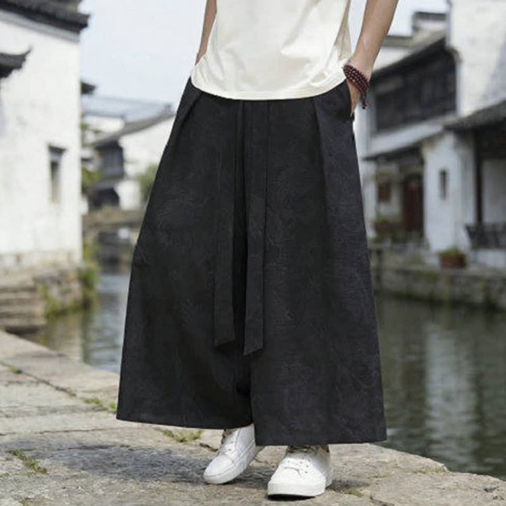 Buddha Stones Pantalones de verano informales estilo Tang con cordón y estampado de dragón, pantalones tobilleros para hombre de pierna ancha. - image 14