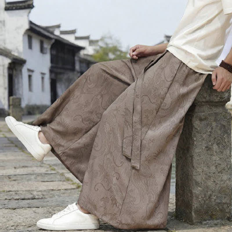 Buddha Stones Pantalones de verano informales estilo Tang con cordón y estampado de dragón, pantalones tobilleros para hombre de pierna ancha. - image 24