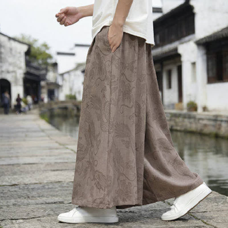 Buddha Stones Pantalones de verano informales estilo Tang con cordón y estampado de dragón, pantalones tobilleros para hombre de pierna ancha. - image 21