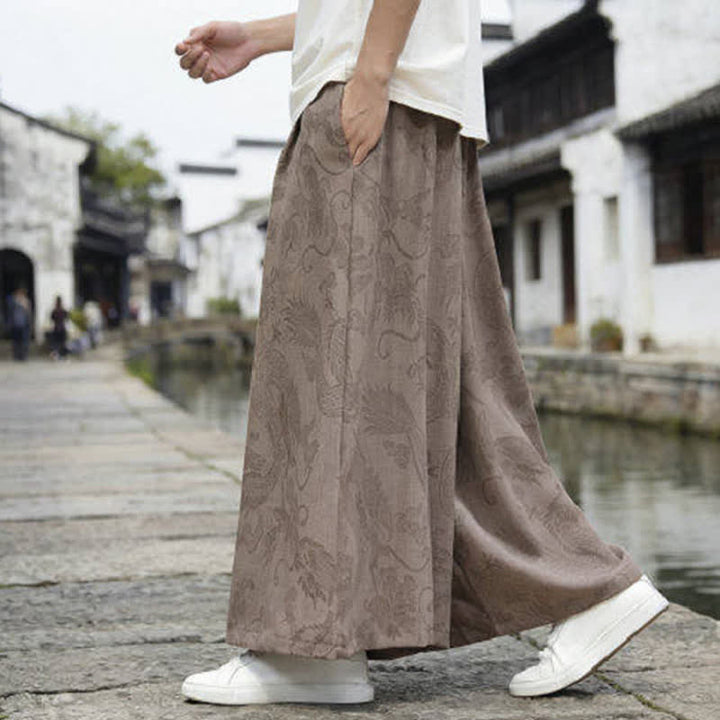 Buddha Stones Pantalones de verano informales estilo Tang con cordón y estampado de dragón, pantalones tobilleros para hombre de pierna ancha. - image 21