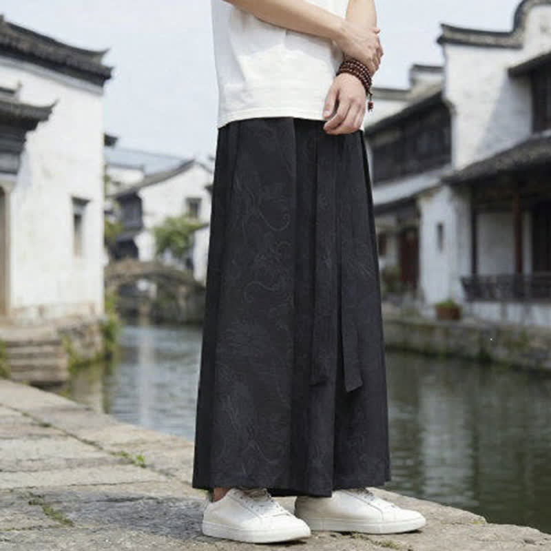 Buddha Stones Pantalones de verano informales estilo Tang con cordón y estampado de dragón, pantalones tobilleros para hombre de pierna ancha. - image 10