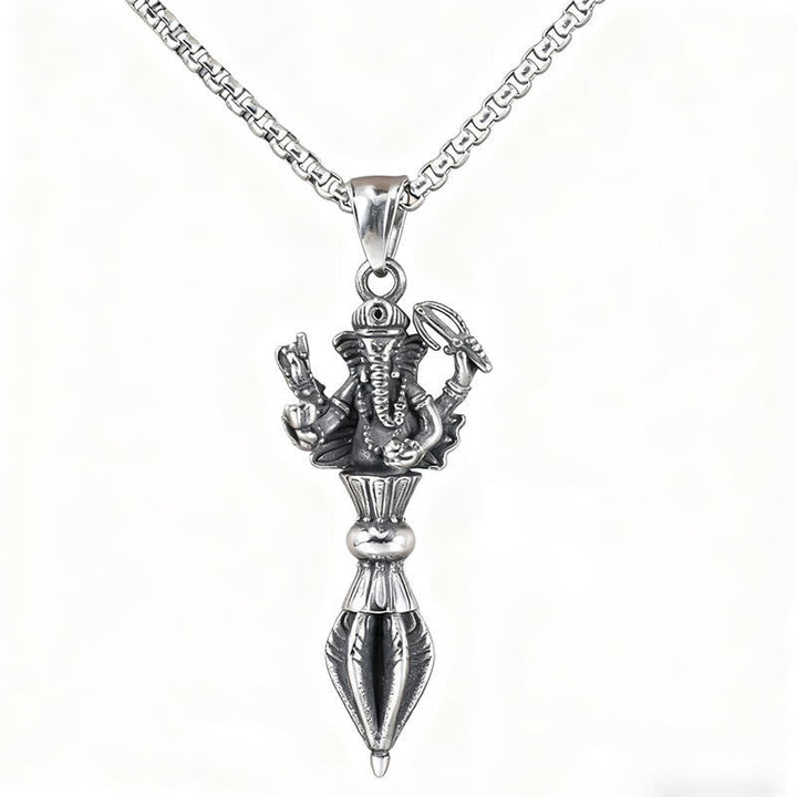Buddha Stones Collar con colgante de poder espiritual Ganesh Vajra de acero inoxidable - image 3