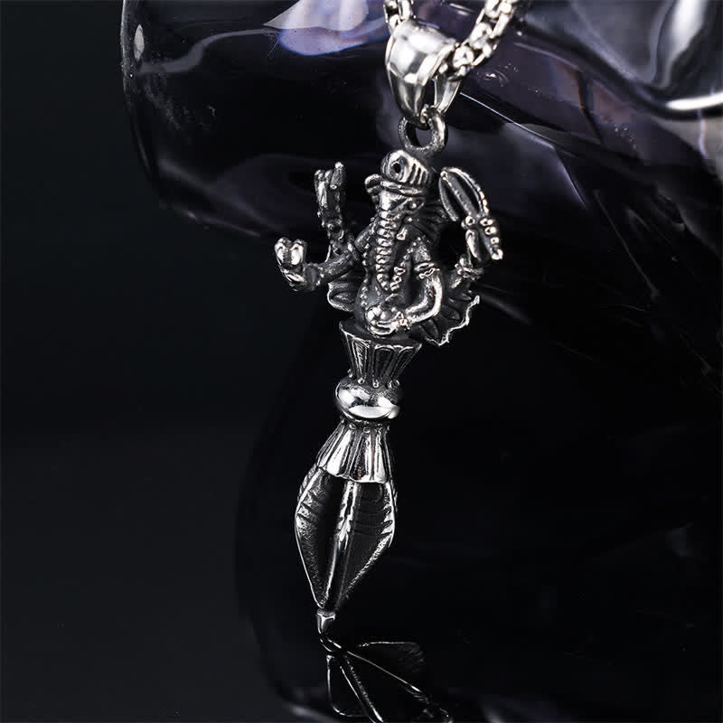 Buddha Stones Collar con colgante de poder espiritual Ganesh Vajra de acero inoxidable - image 1