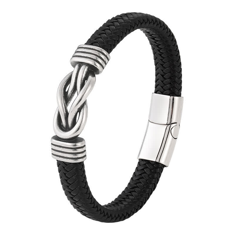 Buddha Stones Pulsera geométrica de equilibrio con nudo infinito trenzado de cuero y gran durabilidad - image 1