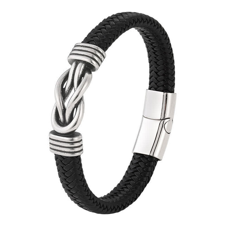 Buddha Stones Pulsera geométrica de equilibrio con nudo infinito trenzado de cuero y gran durabilidad - image 1
