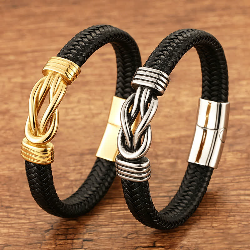 Buddha Stones Pulsera geométrica de equilibrio con nudo infinito trenzado de cuero y gran durabilidad - image 10