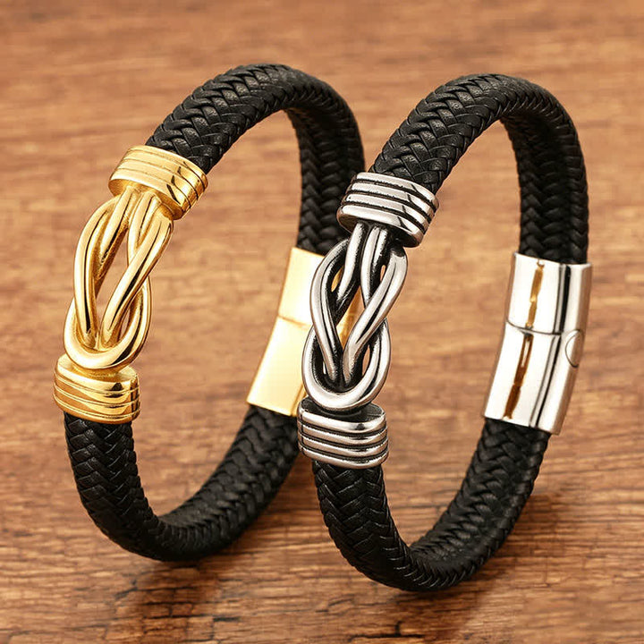 Buddha Stones Pulsera geométrica de equilibrio con nudo infinito trenzado de cuero y gran durabilidad - image 10