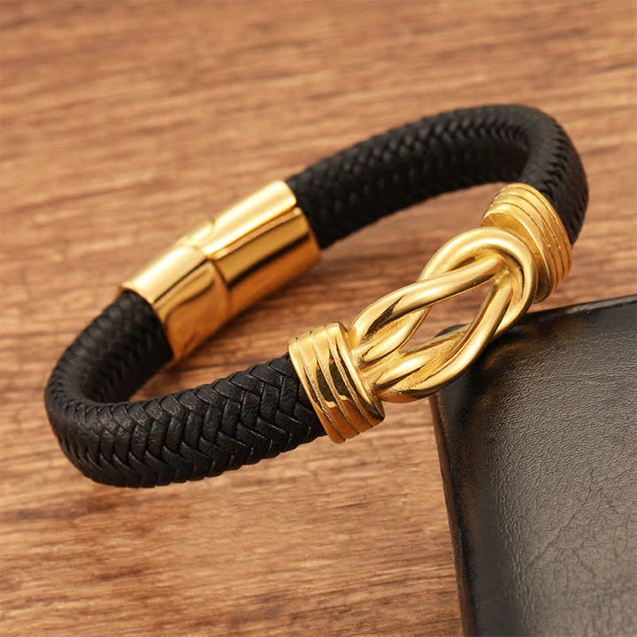 Buddha Stones Pulsera geométrica de equilibrio con nudo infinito trenzado de cuero y gran durabilidad - image 5