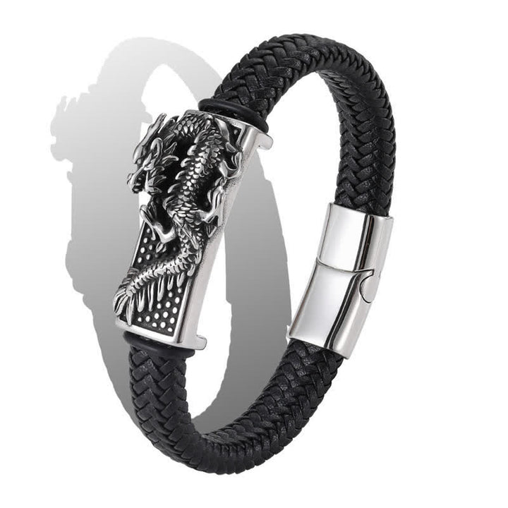 Buddha Stones Pulsera de acero inoxidable trenzada con diseño de fuerza de dragón, tejida a mano. - image 10