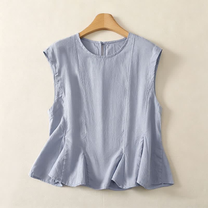 Buddha Stones Camiseta sin mangas elegante y casual de verano para mujer. - Azul acero claro - US8-10, UK/AU12-14, EU40-42 (2XL) - image 0
