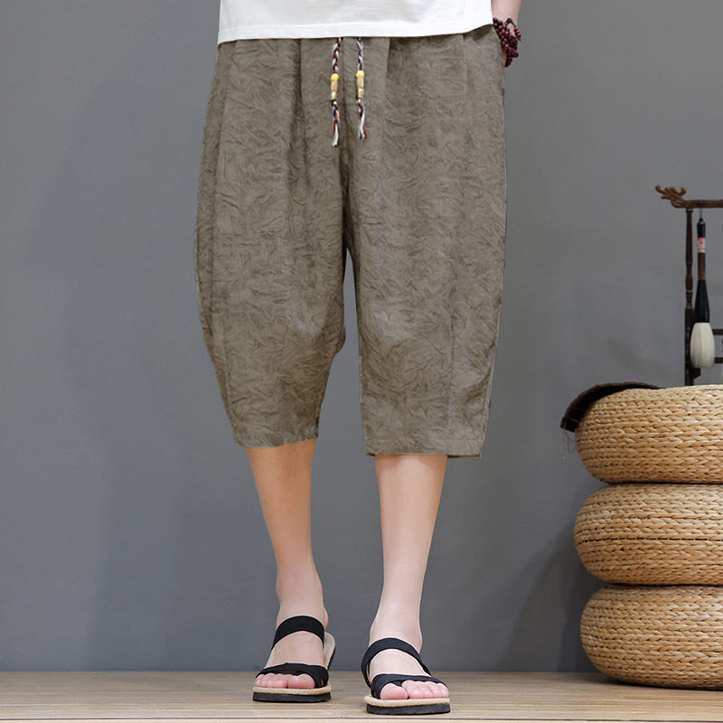 Buddha Stones Pantalones cortos de verano informales estilo boho con cordón ajustable y estampado abstracto para hombre, con bolsillo. - Broncearse - US/UK/AU48, EU58 (6XL) - image 0